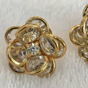 CZ Gold Floral Earrings